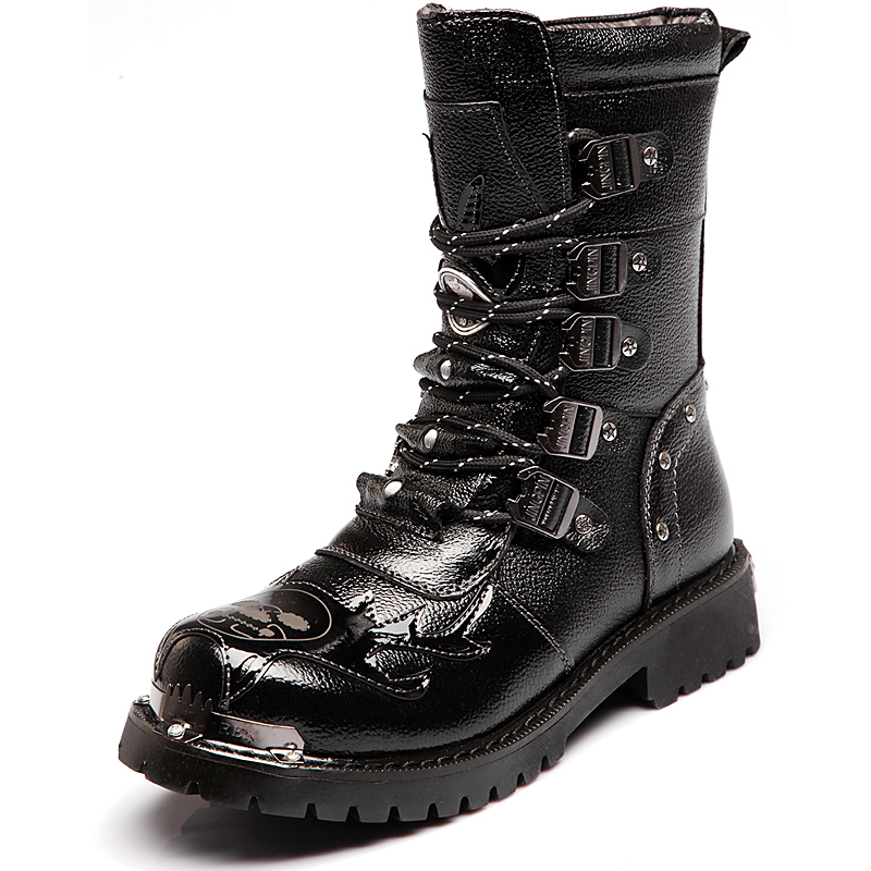 Leatherwork Rivets - Bottes de Combat pour hommes, chaussures