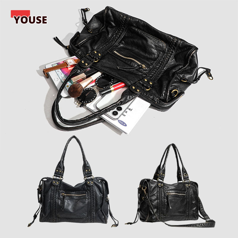 Leatherwork Rivets - Sac fourre-tout Vintage en cuir souple