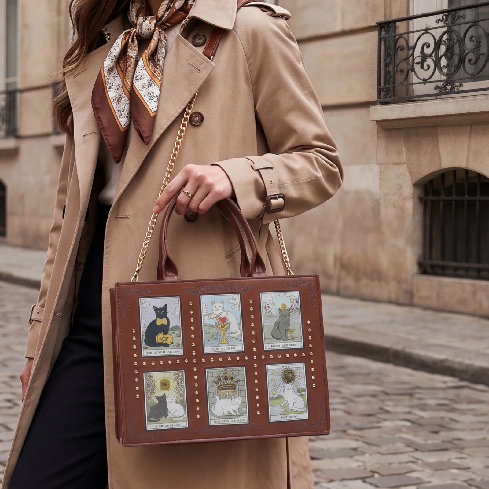 Sac fourre-tout imprimé chat p - Leatherwork Rivets avis et prix
